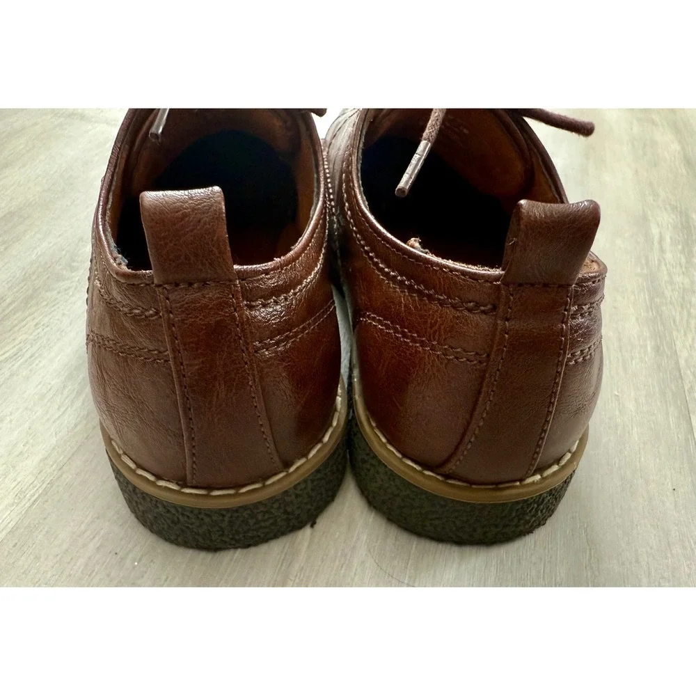 Deer Stags Zander Kids Brown Faux Leather Memory Foam Oxford Dress Shoes Size 3M